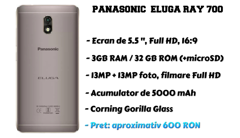 Panasonic Eluga Ray 700 specificatii tehnice