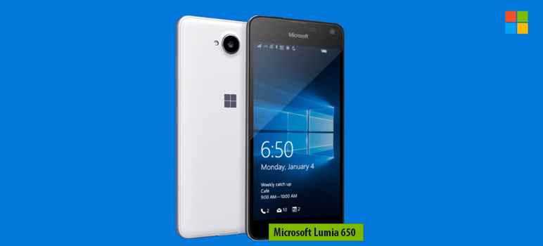 Microsoft Lumia 650 » Windows Mobile smartphone » Aparitie 2016 » Features 3G, 5.0″ OLED capacitive touchscreen, 8 MP camera » Wi-Fi, GPS, Bluetooth.