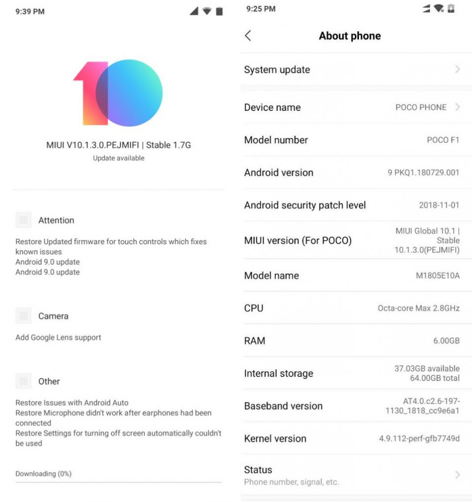 Xiaomi Pocophone F1 update Pie